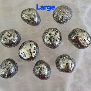 Large - Peruvian Pyrite Tumbled Stone – Prosperity & Protection (One Piece)